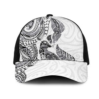 Aotearoa Moko Tribal Tattoo Mesh Trucker Cap New Zealand Maori Penguin and Fantail White Color