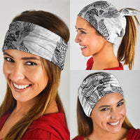 Aotearoa Moko Tribal Tattoo Neck Gaiter New Zealand Maori Penguin and Fantail White Color