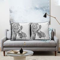 Aotearoa Moko Tribal Tattoo Pillow Cover New Zealand Maori Penguin and Fantail White Color