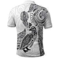 Aotearoa Moko Tribal Tattoo Polo Shirt New Zealand Maori Penguin and Fantail White Color