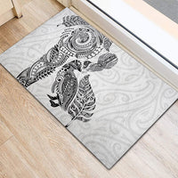 Aotearoa Moko Tribal Tattoo Rubber Doormat New Zealand Maori Penguin and Fantail White Color