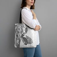 Aotearoa Moko Tribal Tattoo Tote Bag New Zealand Maori Penguin and Fantail White Color