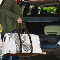 Aotearoa Moko Tribal Tattoo Travel Bag New Zealand Maori Penguin and Fantail White Color