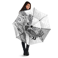 Aotearoa Moko Tribal Tattoo Umbrella New Zealand Maori Penguin and Fantail White Color