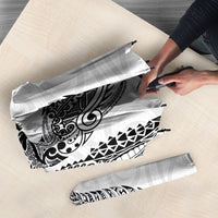 Aotearoa Moko Tribal Tattoo Umbrella New Zealand Maori Penguin and Fantail White Color