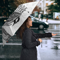 Aotearoa Moko Tribal Tattoo Umbrella New Zealand Maori Penguin and Fantail White Color