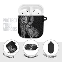 Aotearoa Moko Tribal Tattoo AirPods Case New Zealand Maori Penguin and Fantail Black Color