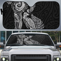 Aotearoa Moko Tribal Tattoo Auto Sun Shade New Zealand Maori Penguin and Fantail Black Color