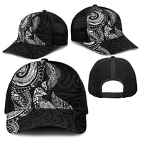 Aotearoa Moko Tribal Tattoo Baseball Net Cap New Zealand Maori Penguin and Fantail Black Color