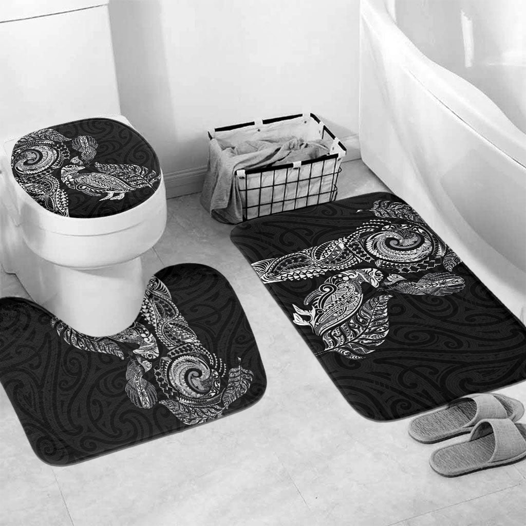 Aotearoa Moko Tribal Tattoo Bathroom Set New Zealand Maori Penguin and Fantail Black Color