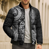 Aotearoa Moko Tribal Tattoo Bomber Puffer Jacket New Zealand Maori Penguin and Fantail Black Color LT03 - Polynesian Pride