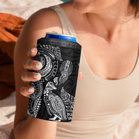 Aotearoa Moko Tribal Tattoo 4 in 1 Can Cooler Tumbler New Zealand Maori Penguin and Fantail Black Color