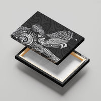 Aotearoa Moko Tribal Tattoo Canvas Wall Art New Zealand Maori Penguin and Fantail Black Color