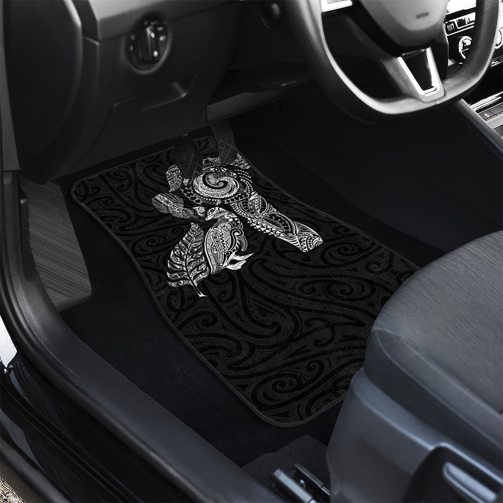 Aotearoa Moko Tribal Tattoo Car Mats New Zealand Maori Penguin and Fantail Black Color