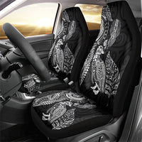 Aotearoa Moko Tribal Tattoo Car Seat Cover New Zealand Maori Penguin and Fantail Black Color