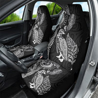 Aotearoa Moko Tribal Tattoo Car Seat Cover New Zealand Maori Penguin and Fantail Black Color