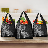 Aotearoa Moko Tribal Tattoo Grocery Bag New Zealand Maori Penguin and Fantail Black Color