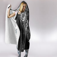 Aotearoa Moko Tribal Tattoo Hooded Blanket New Zealand Maori Penguin and Fantail Black Color