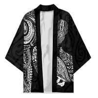 Aotearoa Moko Tribal Tattoo Kimono New Zealand Maori Penguin and Fantail Black Color
