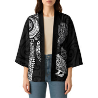 Aotearoa Moko Tribal Tattoo Kimono New Zealand Maori Penguin and Fantail Black Color