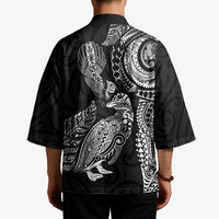 Aotearoa Moko Tribal Tattoo Kimono New Zealand Maori Penguin and Fantail Black Color