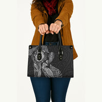 Aotearoa Moko Tribal Tattoo Leather Bag New Zealand Maori Penguin and Fantail Black Color
