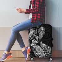 Aotearoa Moko Tribal Tattoo Luggage Cover New Zealand Maori Penguin and Fantail Black Color