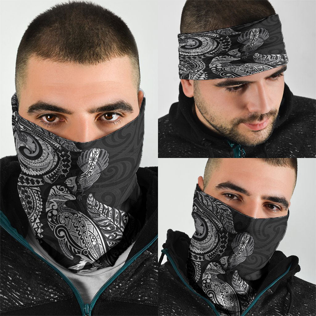 Aotearoa Moko Tribal Tattoo Neck Gaiter New Zealand Maori Penguin and Fantail Black Color