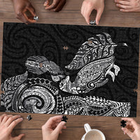 Aotearoa Moko Tribal Tattoo Puzzle New Zealand Maori Penguin and Fantail Black Color