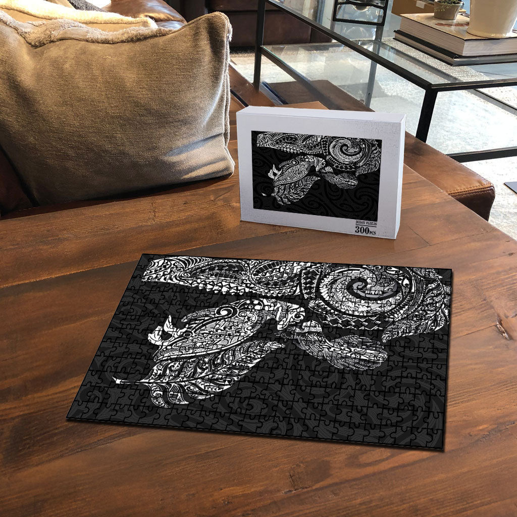 Aotearoa Moko Tribal Tattoo Puzzle New Zealand Maori Penguin and Fantail Black Color