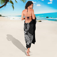 Aotearoa Moko Tribal Tattoo Sarong New Zealand Maori Penguin and Fantail Black Color