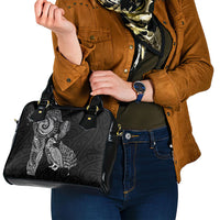 Aotearoa Moko Tribal Tattoo Shoulder Handbag New Zealand Maori Penguin and Fantail Black Color
