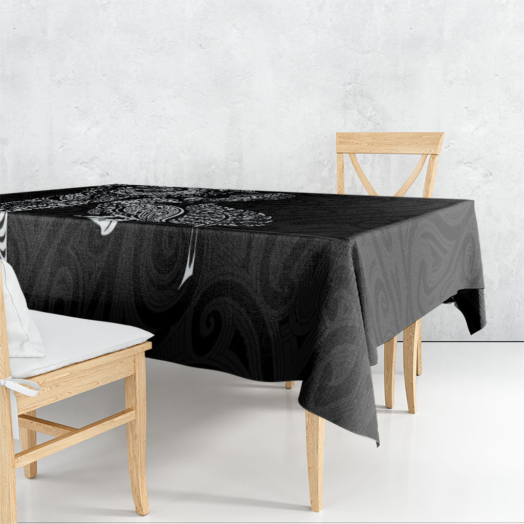 Aotearoa Moko Tribal Tattoo Tablecloth New Zealand Maori Penguin and Fantail Black Color