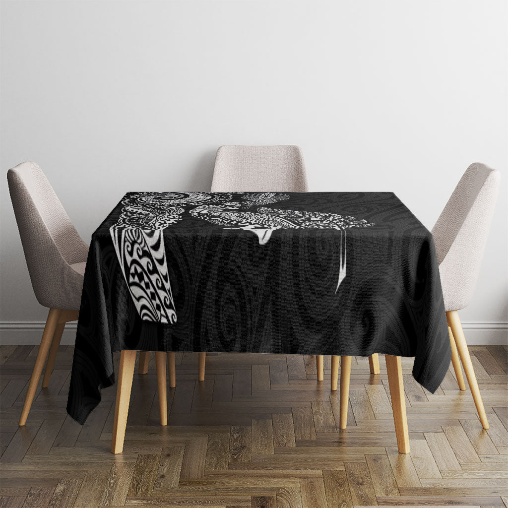 Aotearoa Moko Tribal Tattoo Tablecloth New Zealand Maori Penguin and Fantail Black Color