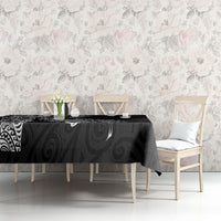 Aotearoa Moko Tribal Tattoo Tablecloth New Zealand Maori Penguin and Fantail Black Color
