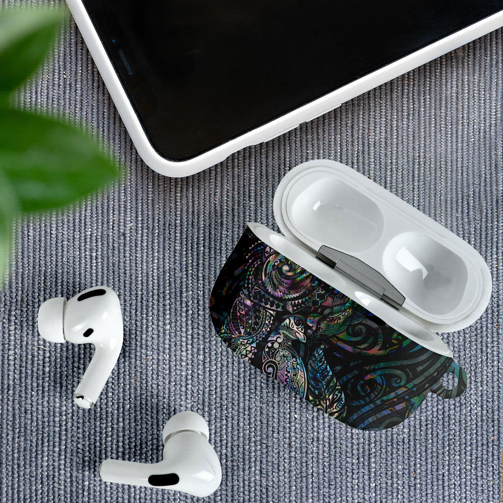 Aotearoa Moko Tribal Tattoo AirPods Case New Zealand Maori Penguin and Fantail Paua Shell Style