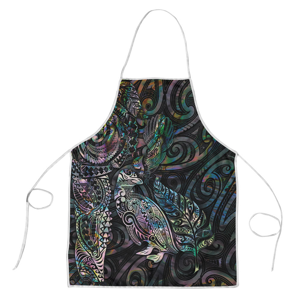 Aotearoa Moko Tribal Tattoo Apron New Zealand Maori Penguin and Fantail Paua Shell Style