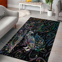 Aotearoa Moko Tribal Tattoo Area Rug New Zealand Maori Penguin and Fantail Paua Shell Style LT03 - Polynesian Pride
