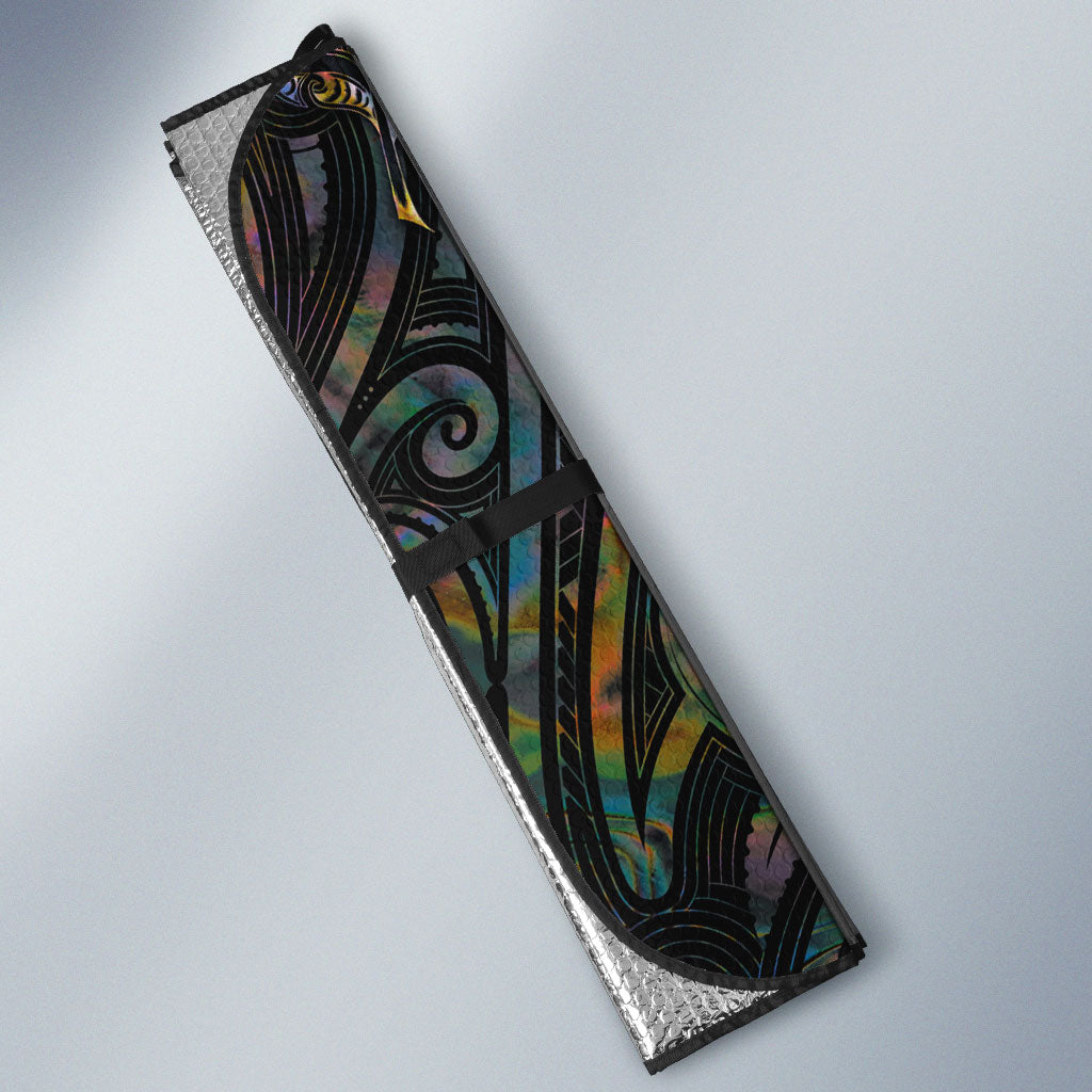 Aotearoa Moko Tribal Tattoo Auto Sun Shade New Zealand Maori Penguin and Fantail Paua Shell Style