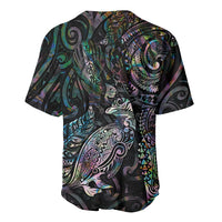 Aotearoa Moko Tribal Tattoo Baseball Jersey New Zealand Maori Penguin and Fantail Paua Shell Style