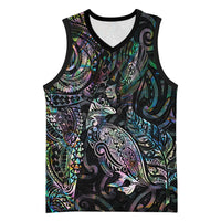 Aotearoa Moko Tribal Tattoo Basketball Jersey New Zealand Maori Penguin and Fantail Paua Shell Style
