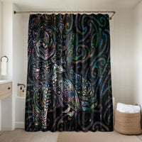 Aotearoa Moko Tribal Tattoo Bathroom Set New Zealand Maori Penguin and Fantail Paua Shell Style