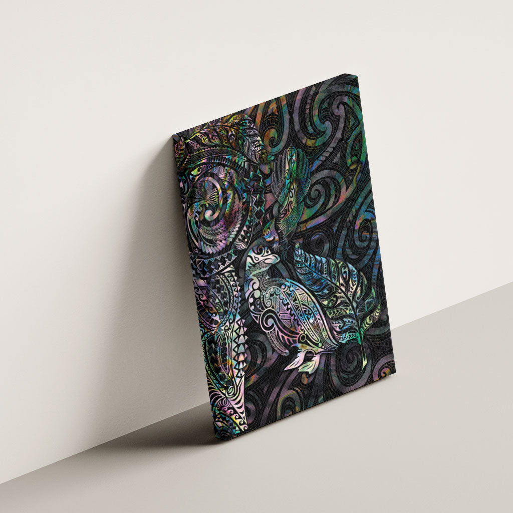 Aotearoa Moko Tribal Tattoo Canvas Wall Art New Zealand Maori Penguin and Fantail Paua Shell Style LT03 - Polynesian Pride