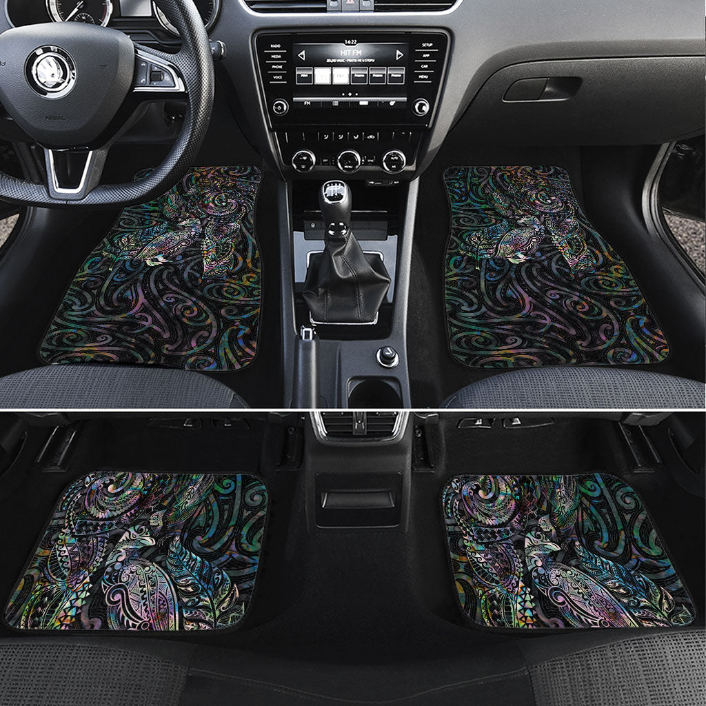 Aotearoa Moko Tribal Tattoo Car Mats New Zealand Maori Penguin and Fantail Paua Shell Style LT03 Set 4pcs Multicolor - Polynesian Pride