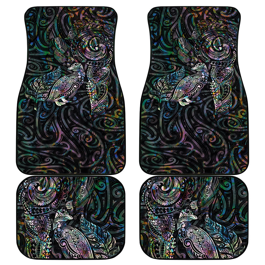 Aotearoa Moko Tribal Tattoo Car Mats New Zealand Maori Penguin and Fantail Paua Shell Style LT03 - Polynesian Pride