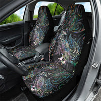 Aotearoa Moko Tribal Tattoo Car Seat Cover New Zealand Maori Penguin and Fantail Paua Shell Style