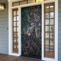 Aotearoa Moko Tribal Tattoo Door Cover New Zealand Maori Penguin and Fantail Paua Shell Style
