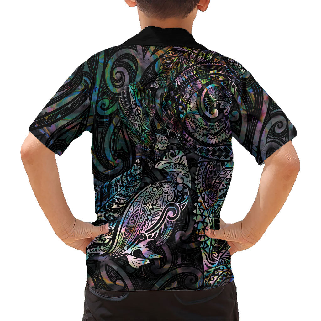 Aotearoa Moko Tribal Tattoo Family Matching Summer Maxi Dress and Hawaiian Shirt New Zealand Maori Penguin and Fantail Paua Shell Style LT03 - Polynesian Pride