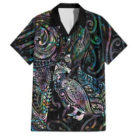 Aotearoa Moko Tribal Tattoo Family Matching Summer Maxi Dress and Hawaiian Shirt New Zealand Maori Penguin and Fantail Paua Shell Style LT03 Dad's Shirt - Short Sleeve Multicolor - Polynesian Pride