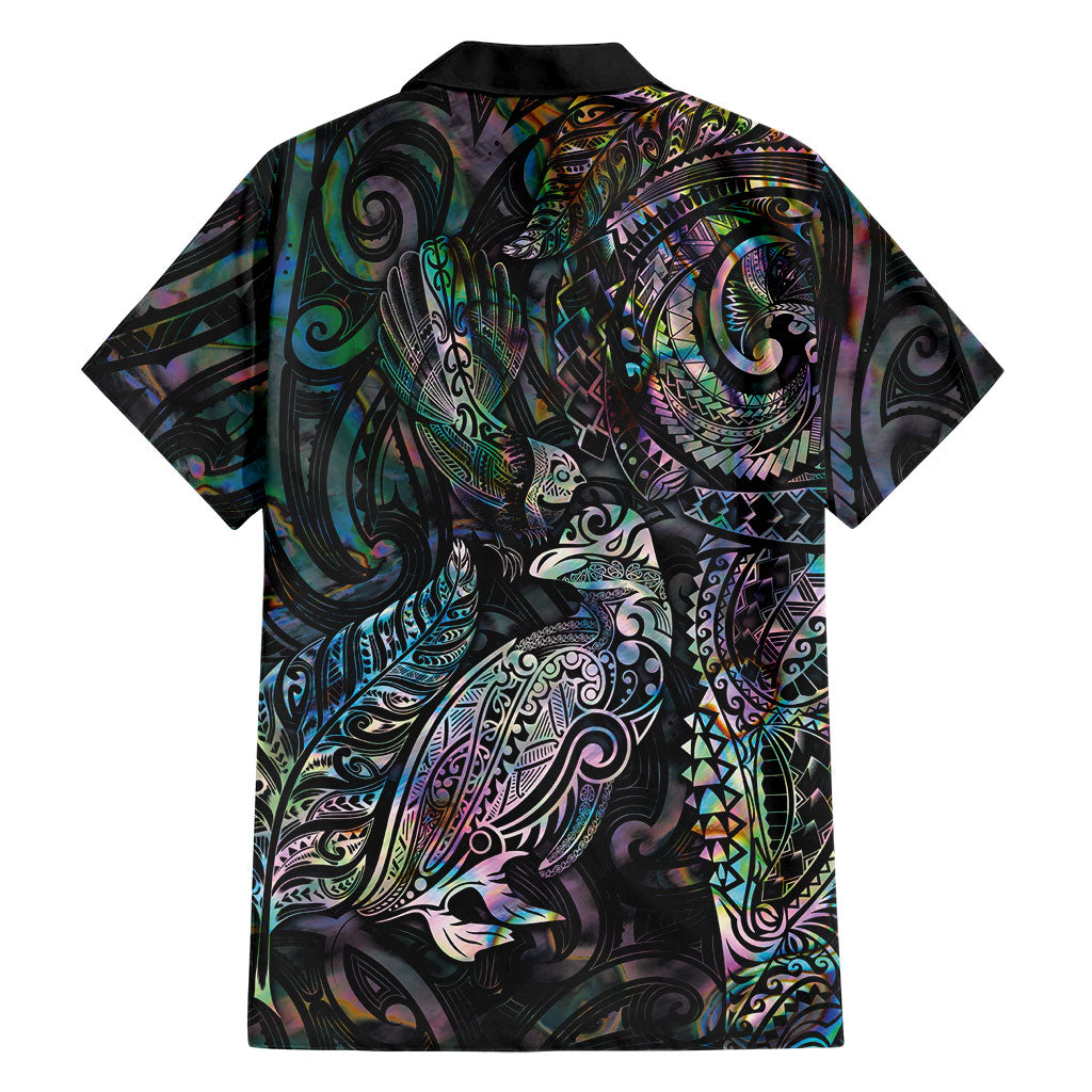 Aotearoa Moko Tribal Tattoo Family Matching Summer Maxi Dress and Hawaiian Shirt New Zealand Maori Penguin and Fantail Paua Shell Style LT03 - Polynesian Pride